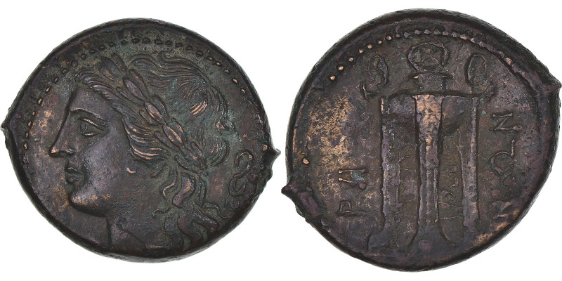 Coin, Bruttium, Æ, 260-218 BC, Rhegion, AU(50-53), Bronze, HGC:1-1677, HN
Laure...