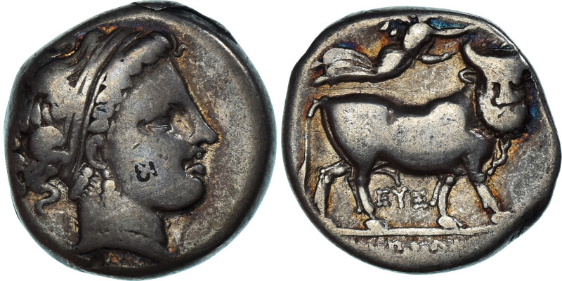 Coin, Campania, Nomos, ca. 300-275 BC, Neapolis, VF(30-35), Silver, HN Italy:576...