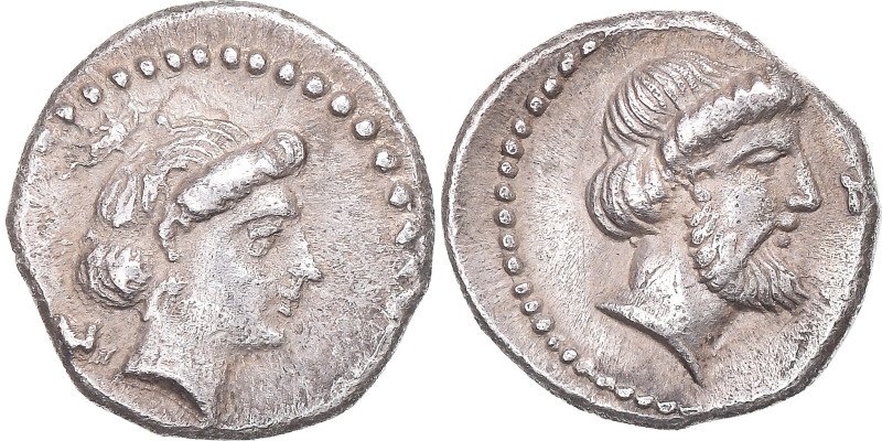 Coin, Obol, 420-380 BC, Nagidos, AU(50-53), Silver, SNG Levante:3
Head of Aphro...