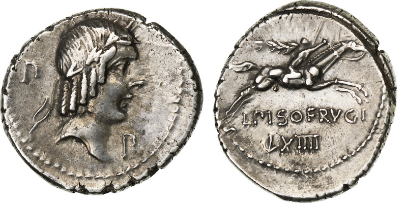 Calpurnia, Denarius, 90 BC, Rome, Silver, AU(55-58), Crawford:340/1
Laureate he...