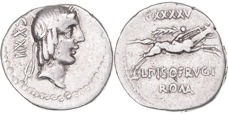 Coin, Calpurnia, Denarius, 90 BC, Rome, AU(55-58), Silver, Crawford:340/1
L. Ca...