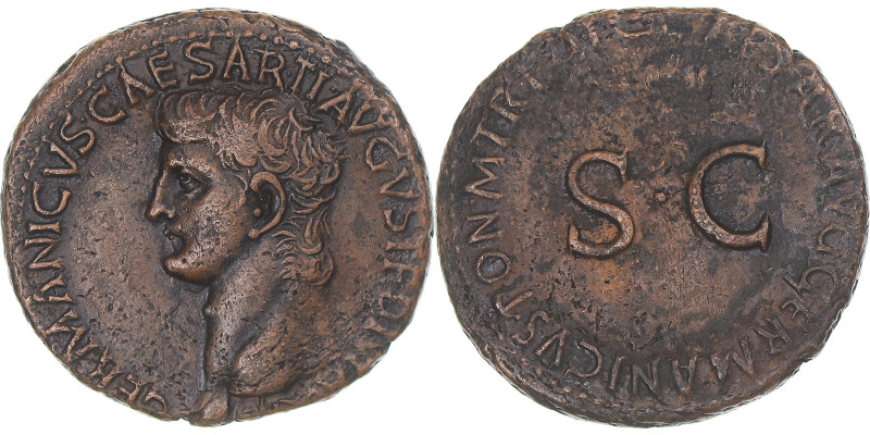 Coin, Germanicus, As, 37-38, Rome, AU(50-53), Bronze, RIC:35
Bare head left., L...