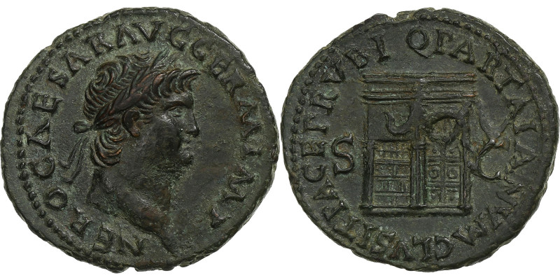 Nero, As, 62-68, Rome, Bronze, AU(55-58), RIC:306
Laureate head of Nero, right....