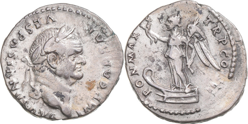 Coin, Vespasian, Denarius, 75, Rome, AU(55-58), Silver, RIC:777
Head of Vespasi...