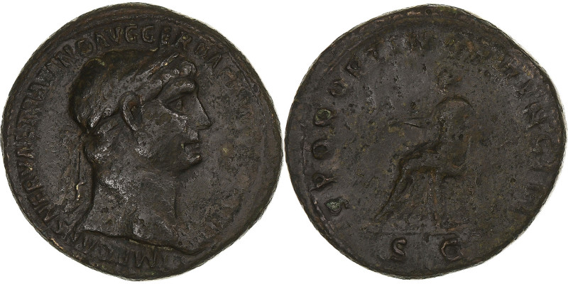 Trajan, Sestertius, 103-111, Rome, Extremely rare, Bronze, VF(30-35), RIC:508
H...