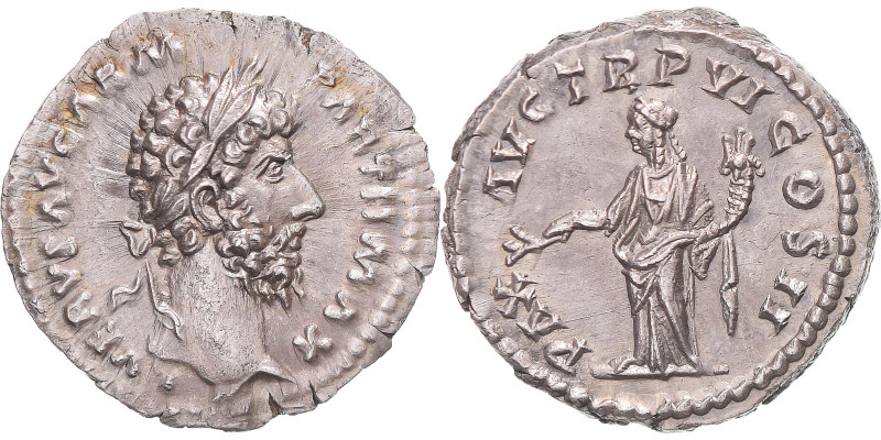 Coin, Lucius Verus, Denarius, 166, Rome, MS(60-62), Silver, RIC:555
Laureate he...