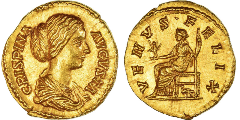 Crispina, Aureus, 178-188, Rome, Gold, MS(63), Calicó:2377e, RIC:287
Bust of Br...