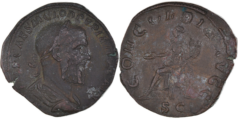 Coin, Pupienus, Sestertius, 238, Rome, VF(30-35), Bronze, RIC:20
Bust of Pupien...