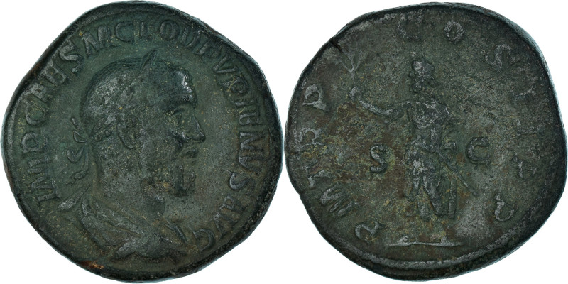 Coin, Pupienus, Sestertius, 238, Rome, EF(40-45), Bronze, RIC:IV-15
Laureate, d...