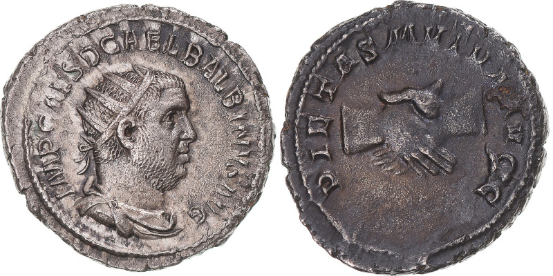 Coin, Balbinus, Antoninianus, 238, Rome, AU(50-53), Billon, RIC:12
Radiate, dra...