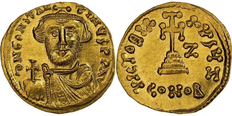 Constans II, Solidus, 648-649, Constantinople, Gold, MS(63), Sear:949
Bust of C...