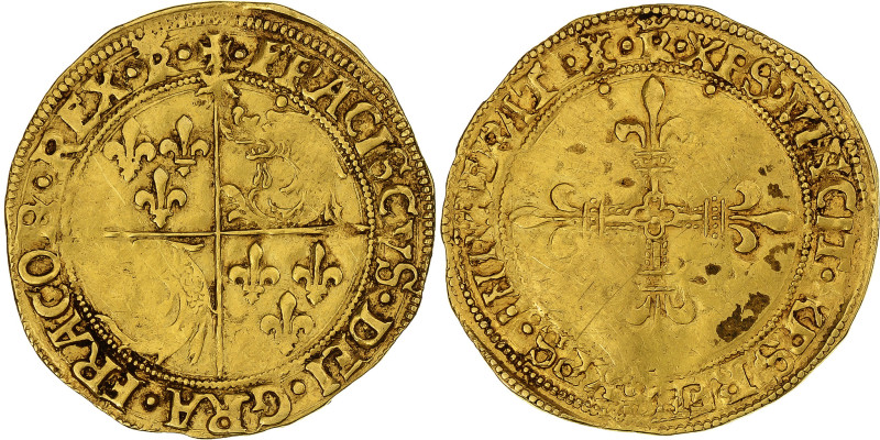 France, François Ier, Ecu d'or au soleil du Dauphiné, Romans, Gold, EF(40-45)
F...