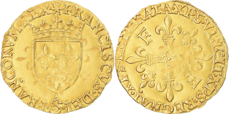 France, François Ier, Écu d'or au soleil, 1540-1547, Paris, 12th type, Gold
Cro...