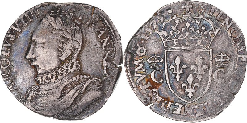 Coin, France, Charles IX, Teston au col fraisé, 1575, Rouen, EF(40-45), Silver
...