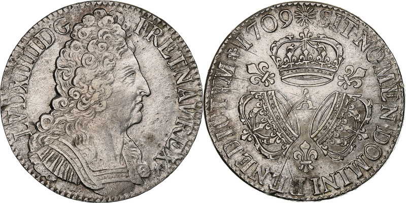 France, Louis XIV, Ecu aux 3 couronnes, 1709, Paris, Silver, AU(50-53)


COUN...