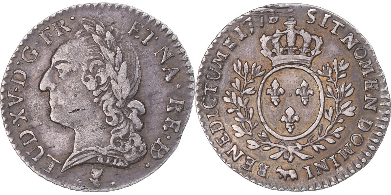 Coin, France, Louis XV, 1/10 Écu de Béarn à la vieille tête, 1773, Pau
Laureate...