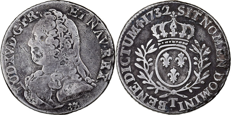 France, Louis XV, 1/5 Écu aux branches d'olivier, 1732, Nantes, Silver
Bust of ...