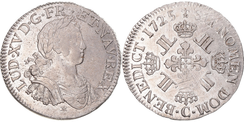 France, Louis XV, Ecu aux 8 L, 1725, Caen, Silver, EF(40-45), Gadoury:320
Laure...