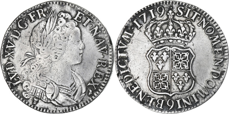France, Louis XV, Écu de France-Navarre, 1719, Rennes, EF(40-45), Silver


CO...