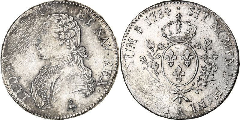 France, Louis XVI, Ecu aux branches d'olivier, 1784, Paris, Silver, AU(50-53)
B...