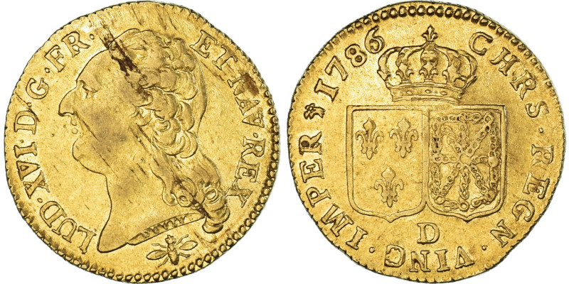 France, Louis XVI, Louis d'or à la tête nue, 1786/5, Lyon, Gold, EF(40-45)
Bare...