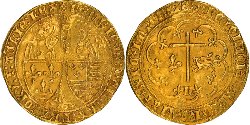 France, Henri VI, Salut d'or, 1423-1453, Auxerre, Gold, EF(40-45), Duplessy:443A...