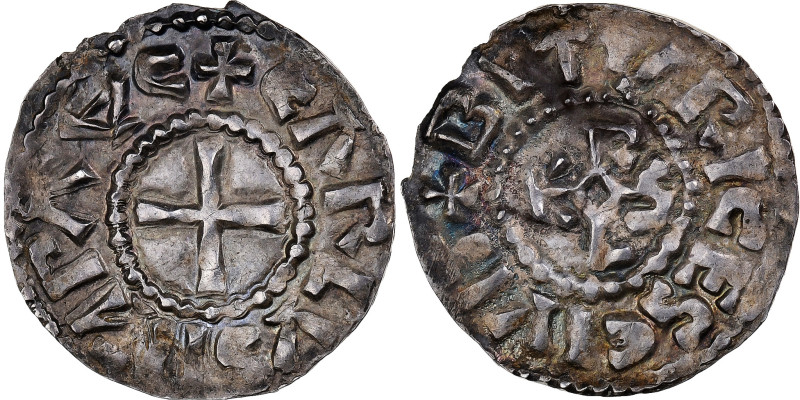 West Francia, Charles II le Chauve, Denarius, 840-864, Bourges, Silver
Cross wi...