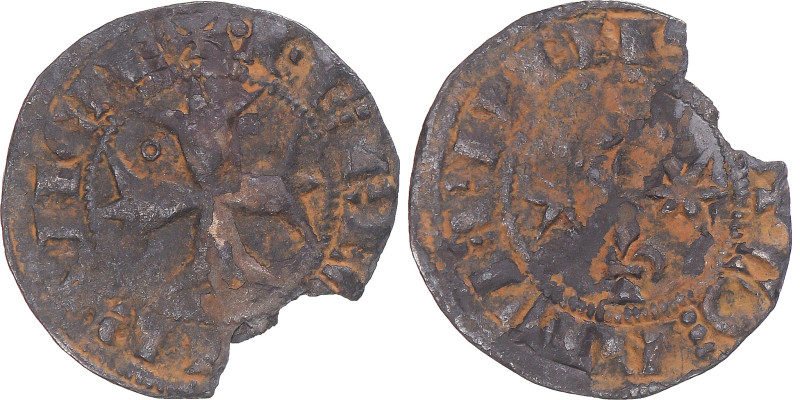 Coin, France, Nivernais, Jean Tristan, Denier, 1265-1270, Nevers, VF(20-25)
Aux...