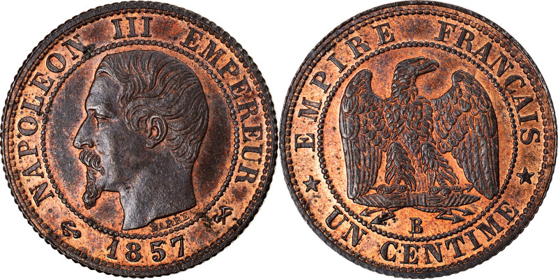 Coin, France, Napoleon III, Centime, 1857, Rouen, Piéfort, MS(64), Bronze


C...