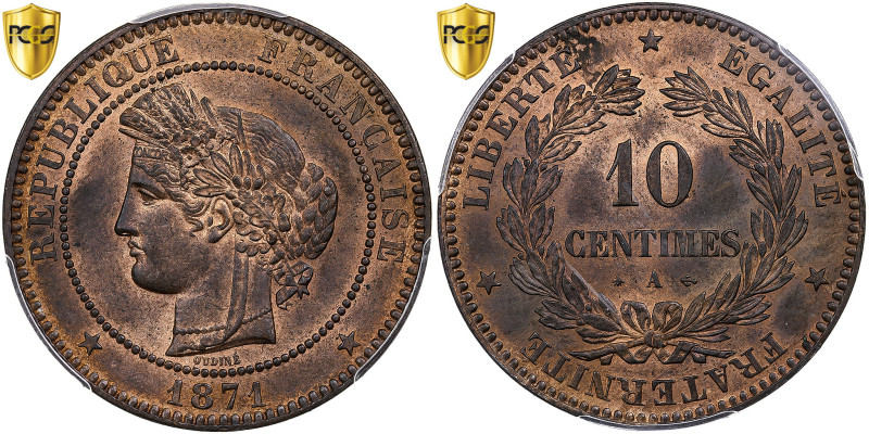 France, 10 Centimes, Cérès, 1871, Paris, Bronze, PCGS, MS(63), Gadoury:265
Grad...