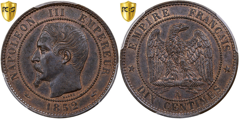 France, Napoleon III, 10 Centimes, 1852, Paris, Bronze, PCGS, MS(63)
Bare head ...