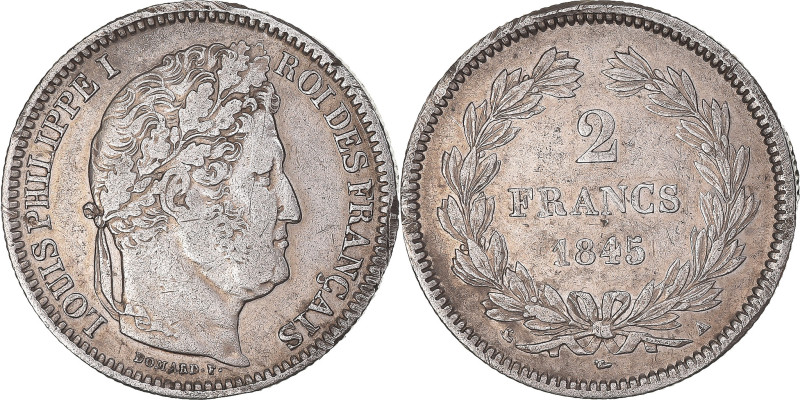 Coin, France, Louis-Philippe, 2 Francs, 1845, Paris, EF(40-45), Silver
Louis-Ph...