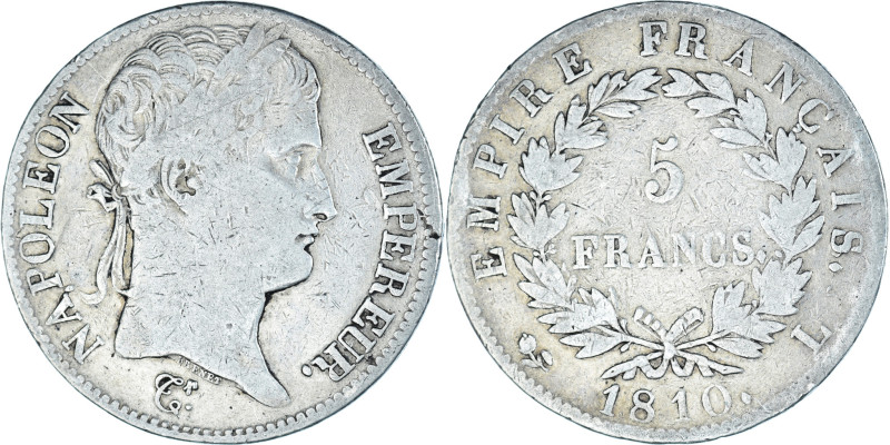 Coin, France, Napoleon I, Napoléon I, 5 Francs, 1810, Bayonne, VF(20-25)
Napolé...