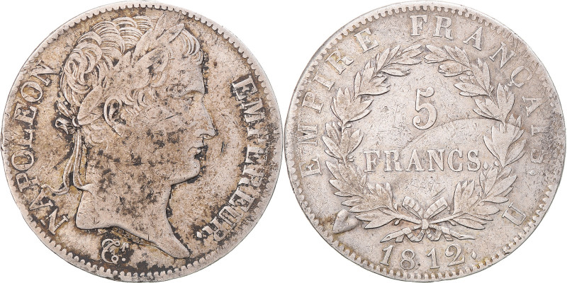 Coin, France, Napoleon I, 5 Francs, 1812, Turin, VF(30-35), Silver, Gadoury:584...