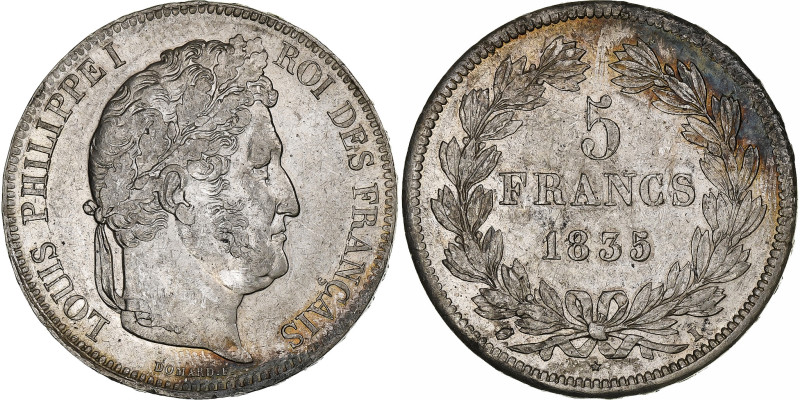 France, Louis-Philippe, 5 Francs, 1835, Limoges, Silver, AU(50-53), Gadoury:678...