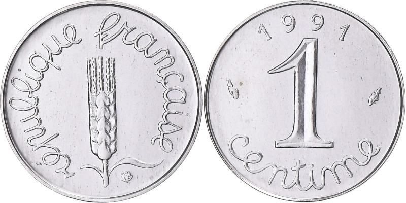 Coin, France, Épi, Centime, 1991, Monnaie de Paris, BU, MS(65-70), Stainless
Wh...