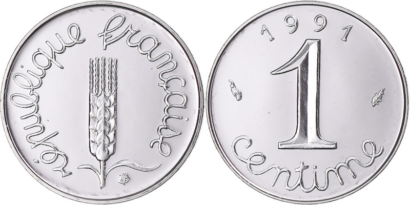 Coin, France, Épi, Centime, 1991, Monnaie de Paris, BU, MS(65-70), Stainless
Wh...