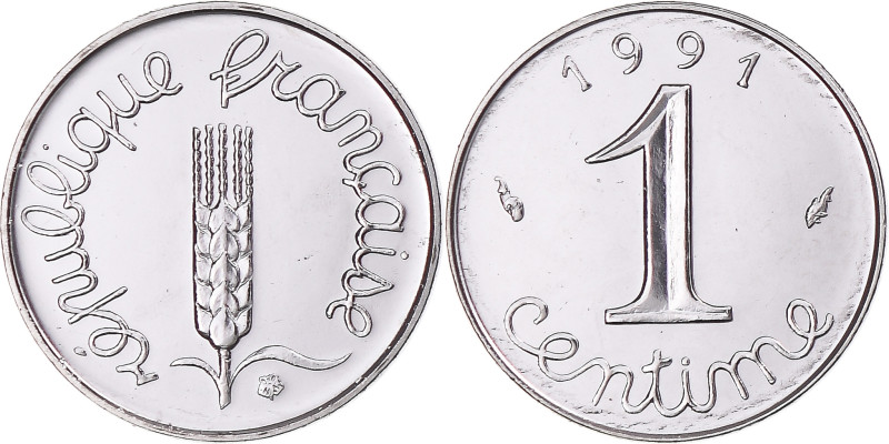 Coin, France, Épi, Centime, 1991, Monnaie de Paris, BU, MS(65-70), Stainless
Wh...