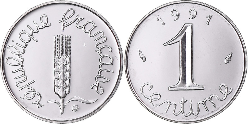 Coin, France, Épi, Centime, 1991, Monnaie de Paris, BU, MS(65-70), Stainless
Wh...