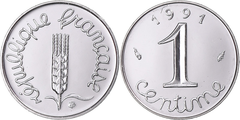 Coin, France, Épi, Centime, 1991, Monnaie de Paris, BU, MS(65-70), Stainless
Wh...