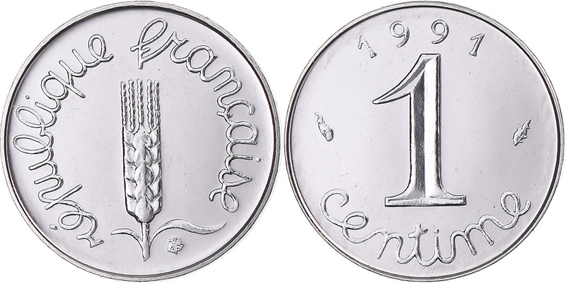 Coin, France, Épi, Centime, 1991, Monnaie de Paris, BU, MS(65-70), Stainless
Wh...