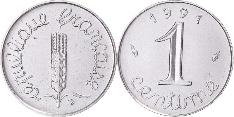 Coin, France, Épi, Centime, 1991, Monnaie de Paris, BU, MS(65-70), Stainless
Wh...