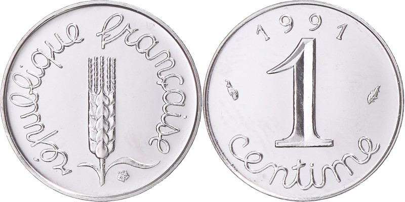 Coin, France, Épi, Centime, 1991, Monnaie de Paris, BU, MS(65-70), Stainless
Wh...