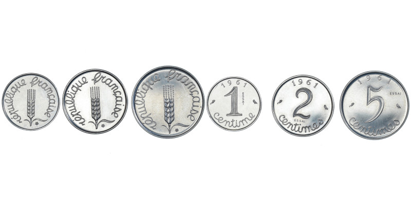 France, Set 1 ct., 2 cts. et 5 cts., Épi, 1961, MDP, Essai, Stainless Steel
Whe...