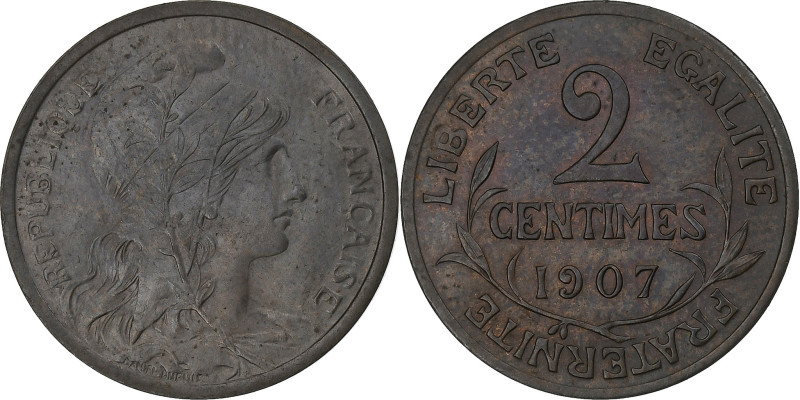 France, 2 Centimes, Dupuis, 1907, Paris, Bronze, MS(64), Gadoury:107
A splendid...