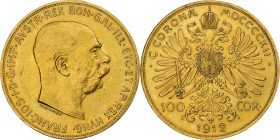 Austria, Franz Joseph I, 100 Corona, 1912, Vienna, Gold, AU(50-53), KM:2819