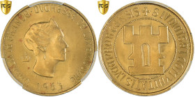 Luxembourg, Charlotte, 20 Francs, 1963, Brussels, Gold, PCGS, MS(65-70), KM:M2b