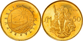 Malta, 50 Liri, 1976, Valletta, Gold, MS(64), Friedberg:61