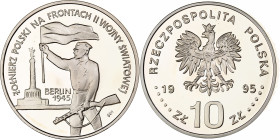 Poland, 10 Zlotych, Berlin 1945, 1995, Varsovie, Proof, Silver, MS(65-70)