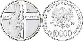 Poland, 10000 Zlotych, Jan Paweł II, 1989, Warsaw, Proof, Silver, MS(63)